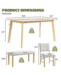 Streamdale Furniture Farmhouse Dining Set with 4 Chairs & Bench