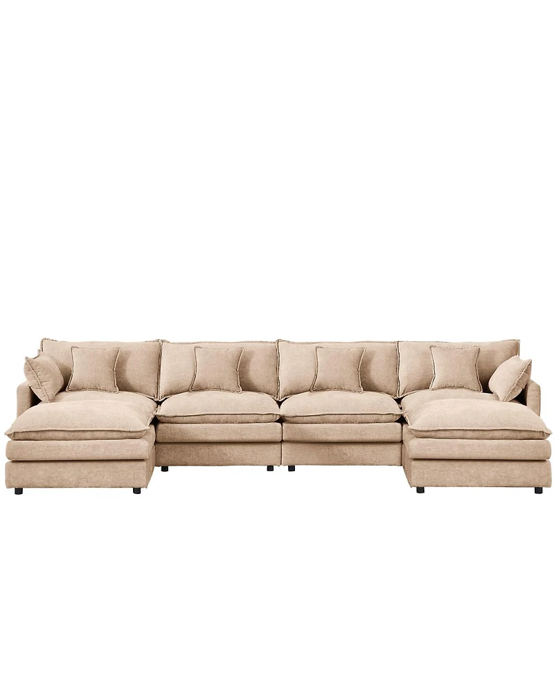 Streamdale Furniture Modular Sectional Sofa, 130.7" U Shaped Couch Set, 4-Seater Comfy Cloud Couches