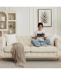 Streamdale Furniture Velvet 3+2 Seater Sofa with Solid Wood Frame & Metal Feet