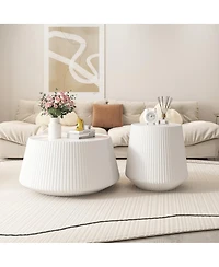 Streamdale Furniture Modern Leather Sofa Coffee Table with Sintered Stone Top