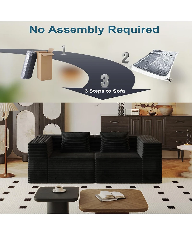 Streamdale Furniture Plush Corduroy Modular Sectional Sofa - Flexible, Comfortable, No Assembly