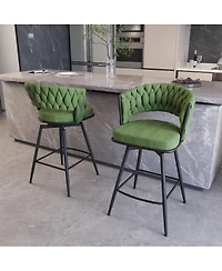 Streamdale Furniture 26" Suede Bar Stool Set of 4, 360 Swivel, Upholstered, with Back & Footrest