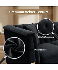 Streamdale Furniture Contemporary Faux Sherpa Sofa with Gold Metal Accents