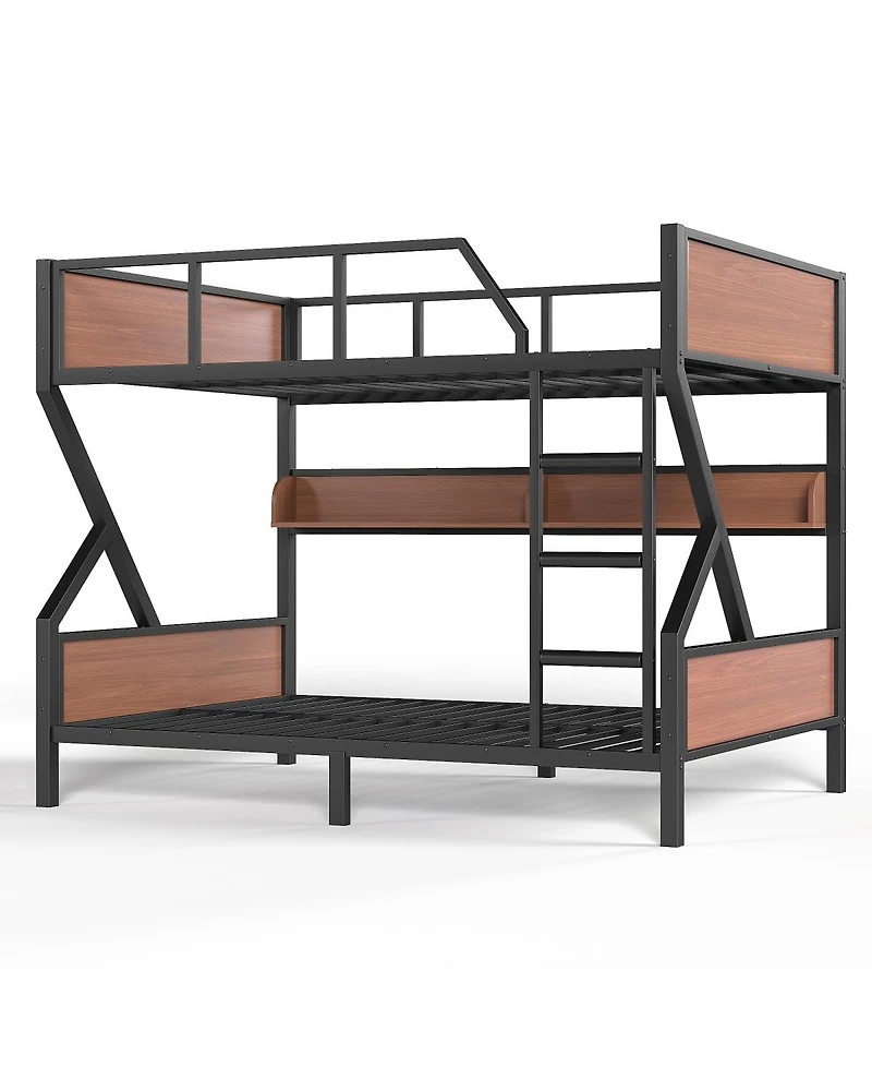Streamdale Furniture Full/Full Bunk Bed w/ Storage Shelves & Lights