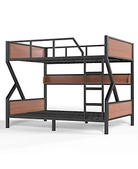 Streamdale Furniture Full/Full Bunk Bed w/ Storage Shelves & Lights