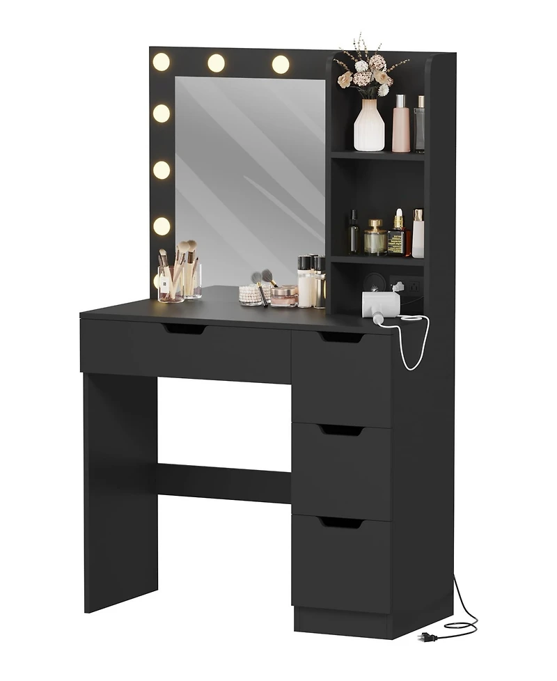 gaomon Modern Makeup Vanity Desk with Mirror, 4 Drawers