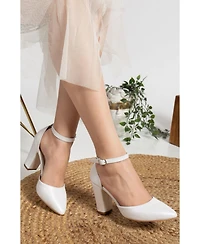 Forever and Always Shoes Rossella Leather Block Heel Pumps