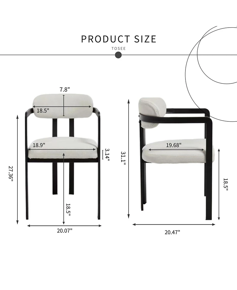 Clihome Modern Dining Room Chairs, Upholstered Boucle Kitchen Chairs