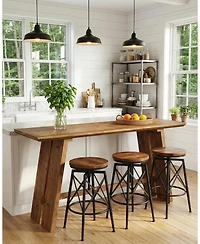 Tribesigns Solid Wood Bar Table, 61" Counter Height Table with Parquet Design Tabletop
