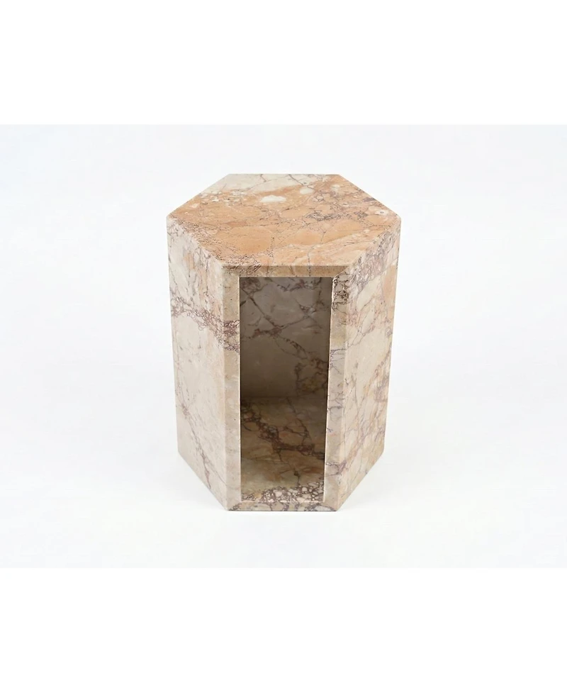 Streamdale Furniture Luxury Marble Hexagon Side Table
