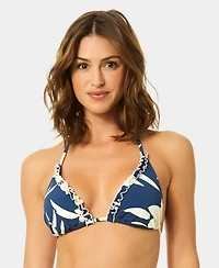 CeCe Women's V-Neck Contrast Ruffle Triangle Top