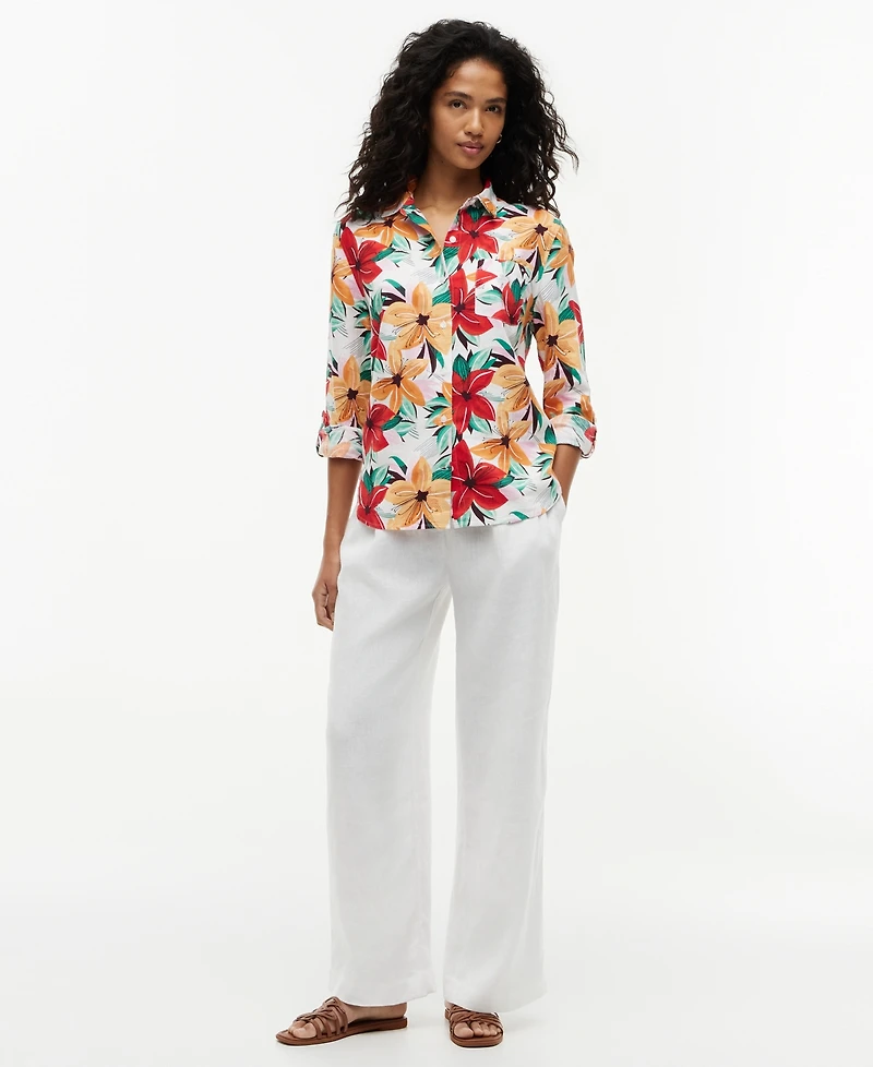 Tommy Hilfiger Women's Long-Sleeve Collared Printed Shirt
