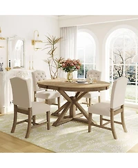 Streamdale Furniture Retro Style Extendable Dining Table Set with 4 Chairs