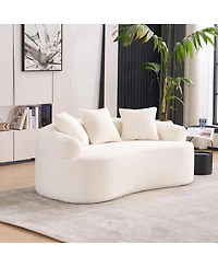 Streamdale Compact Chenille Sofa with 3 Decorative Pillows