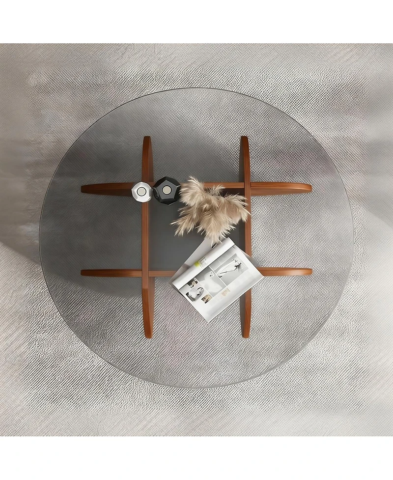 Streamdale Furniture Modern Round Coffee Table, 31.5" Mid Century Center Table with Glass Top