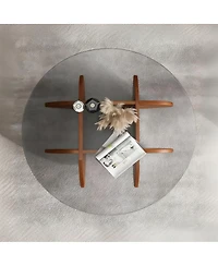 Streamdale Furniture Modern Round Coffee Table, 31.5" Mid Century Center Table with Glass Top