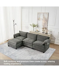 Streamdale Furniture L-shaped sofa with storage, cotton-linen velvet, 3-seater, living room/office