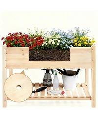 Yigii Solid Fir Raised Garden Bed with Storage