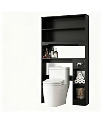 Yigii Over Toilet Storage Cabinet 2 Glass Doors Paper Holder Adjustable Shelves Bathroom Laundry