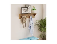 Slickblue Wood Coat Rack 31.5" with Shelf and 6 Hooks for Entryway