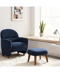 Boyel Living Modern Lazy Chair with Ottoman, Upholstered Reading Chair, Compact Accent Footrest for Small