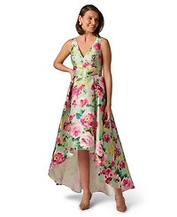 Adrianna Papell Women's High-Low V-Neck Ball Gown