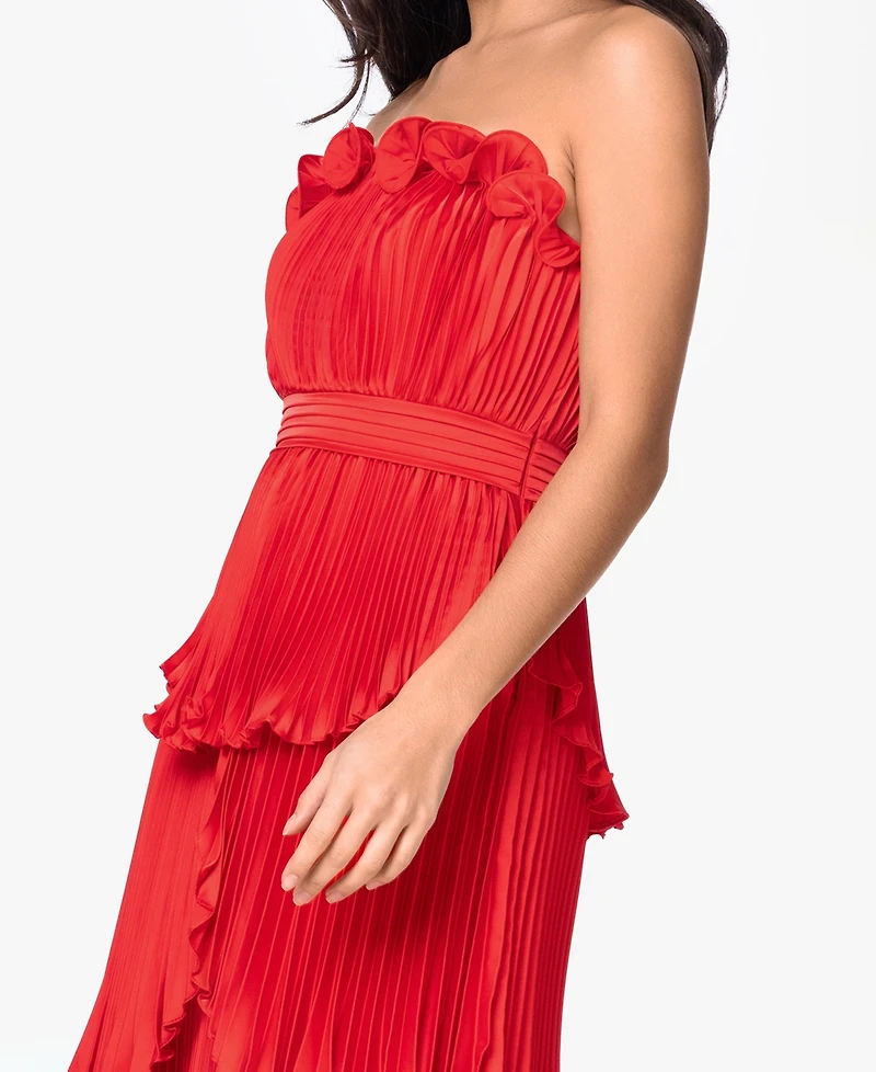 Betsy & Adam Women's Strapless High-Low Ball Gown