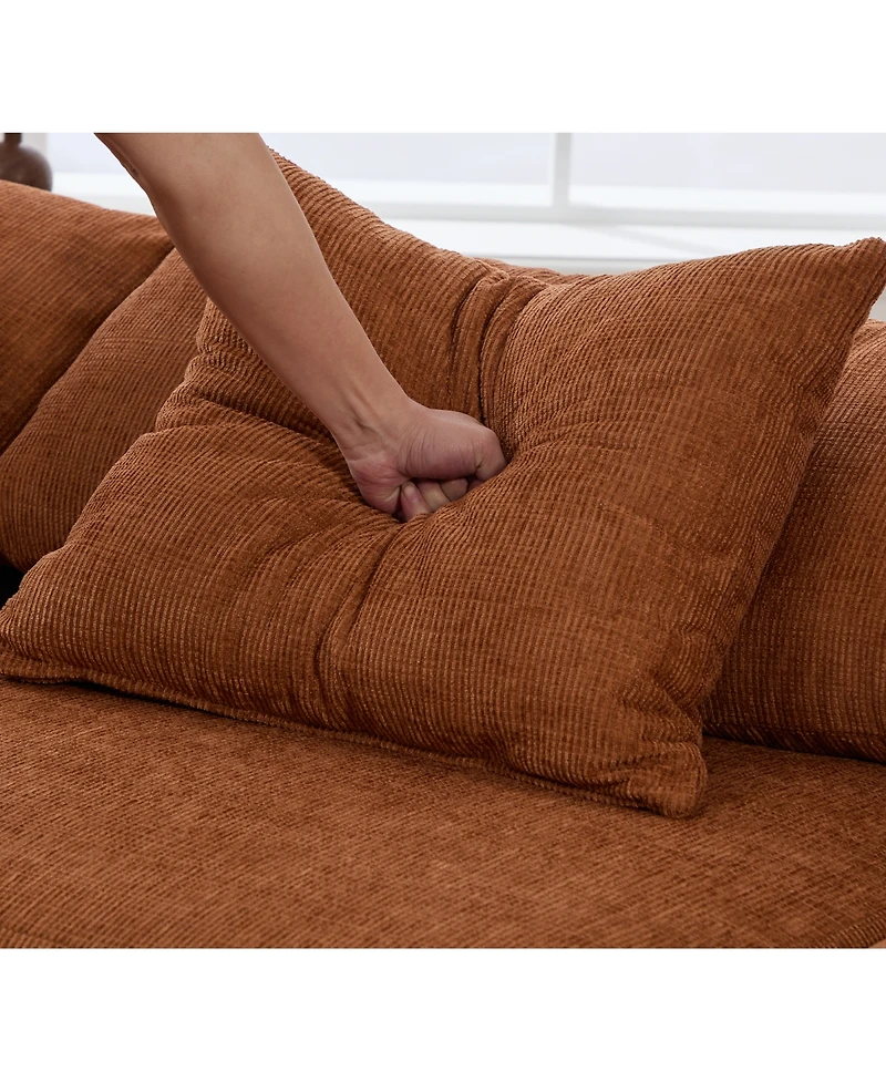 Streamdale Furniture Chenille 5-Seat L-Shaped Modular Sectional Sofa with Ottoman