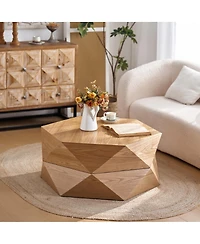 Streamdale Furniture Retro Polygon Flip Top Coffee Table with Hidden Storage.