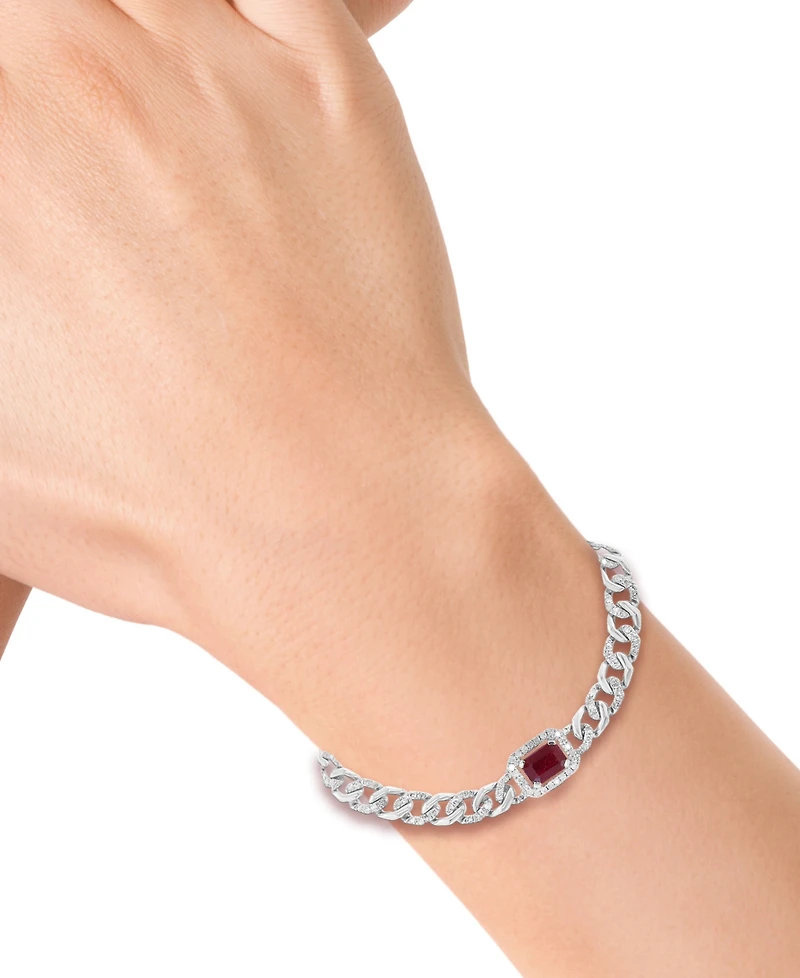 Effy Collection Ruby (1-3/8 ct. t.w.) & Diamond (1-1/5 ct. t.w.) Bracelet in Sterling Silver