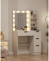 gaomon Modern Makeup Vanity Desk with Mirror, 4 Drawers