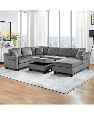 Streamdale Furniture U-Shaped Sectional Sofa with Ottoman