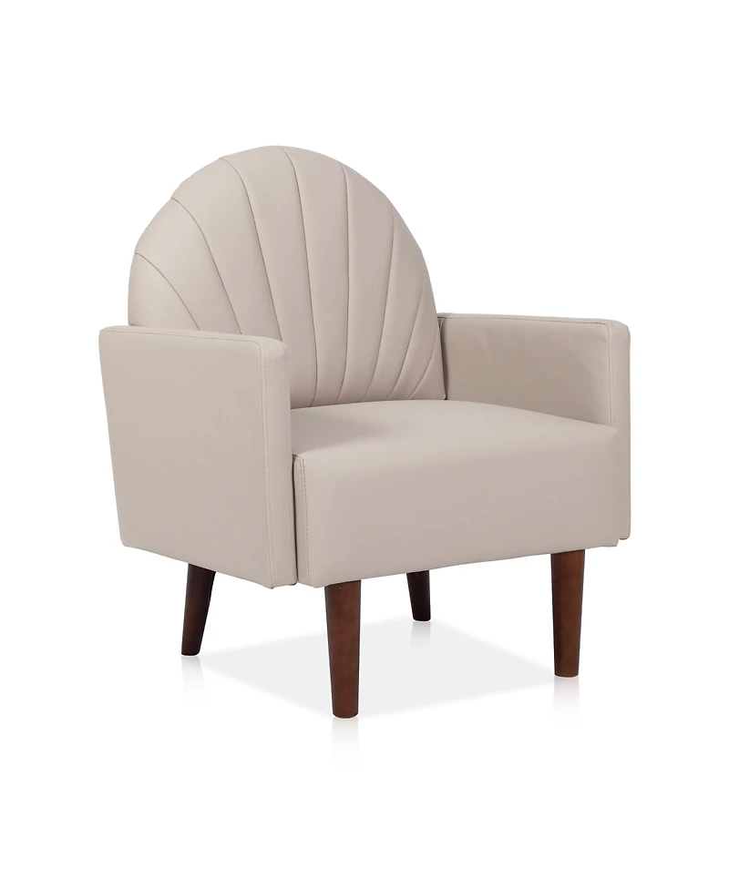 Streamdale Furniture Shell armchair with Pu leather and wooden legs