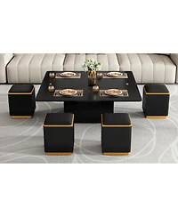 Streamdale Furniture Streamdale Lift-Top Coffee Table with Storage Stools & Foldable Top