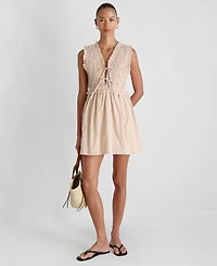 French Connection Women's Gingham Pattern Smocked Mini Dress