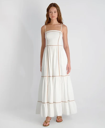 French Connection Women's Square-Neck Cambria Contrast Trim Maxi Dress