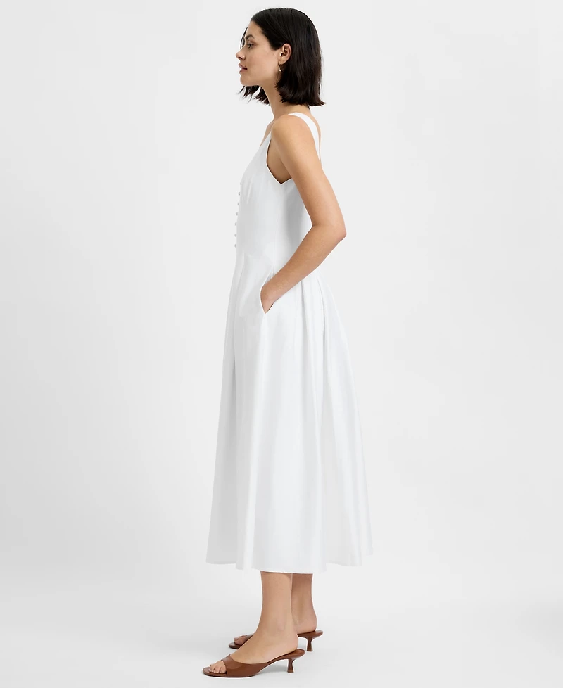 French Connection Women's Satin Fit And Flare Scoop Neck Midi Dress