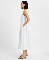 French Connection Women's Satin Fit And Flare Scoop Neck Midi Dress