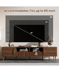 sumyeg 78 inch Cabinet Tv Stand with Soft-Close Doors, Tv Media Console Table with Cable Management