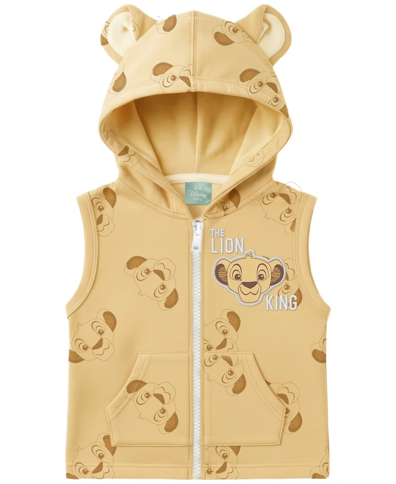 Disney Baby Boys' Simba Print Vest, Bodysuit, and Shorts, 3-Piece Set