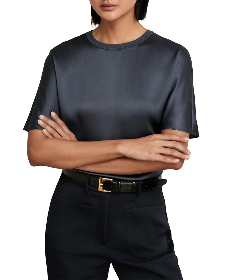 Reiss Women's Silk Short-Sleeve Top