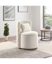 Streamdale Furniture 360° Swivel Accent Chair with Storage & Gold Base