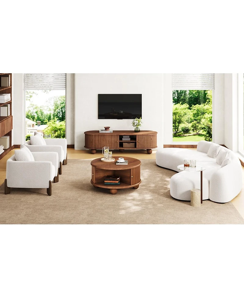 Streamdale Furniture Streamdale Round Fluted Coffee Table with Storage