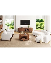 Streamdale Furniture Streamdale Round Fluted Coffee Table with Storage