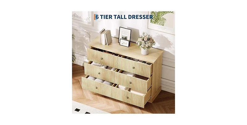 gaomon 6 Drawer Dresser for Bedroom, Horizontal Chest of Drawers