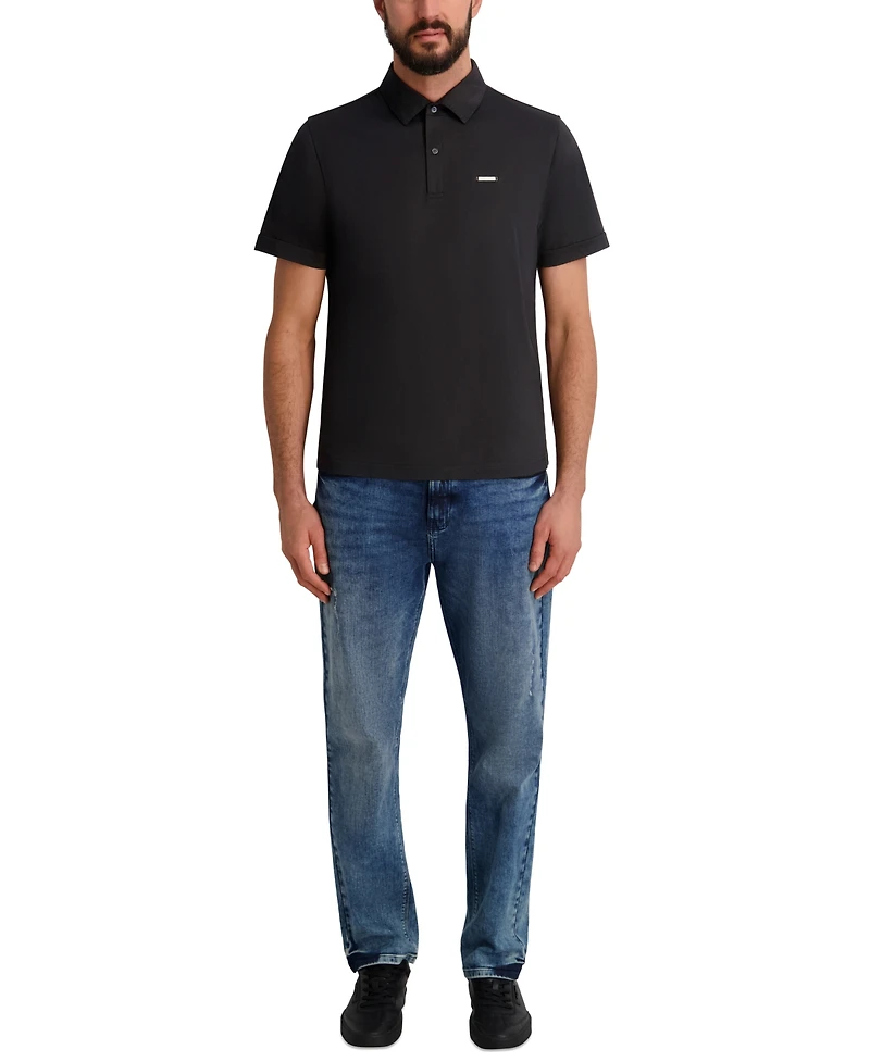 Karl Lagerfeld Paris Men's Regular-Fit Short-Sleeve Spread Collar Polo T-Shirt