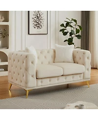 Streamdale Furniture Modern Luxury Velvet Sofa with Chesterfield Quilted Accents & Pillows