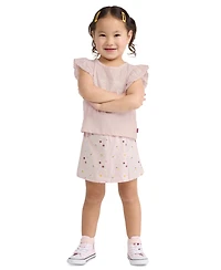 Levi's Girls' 2T-6X Knit Top and Ditsy Skort, 2-Piece Set