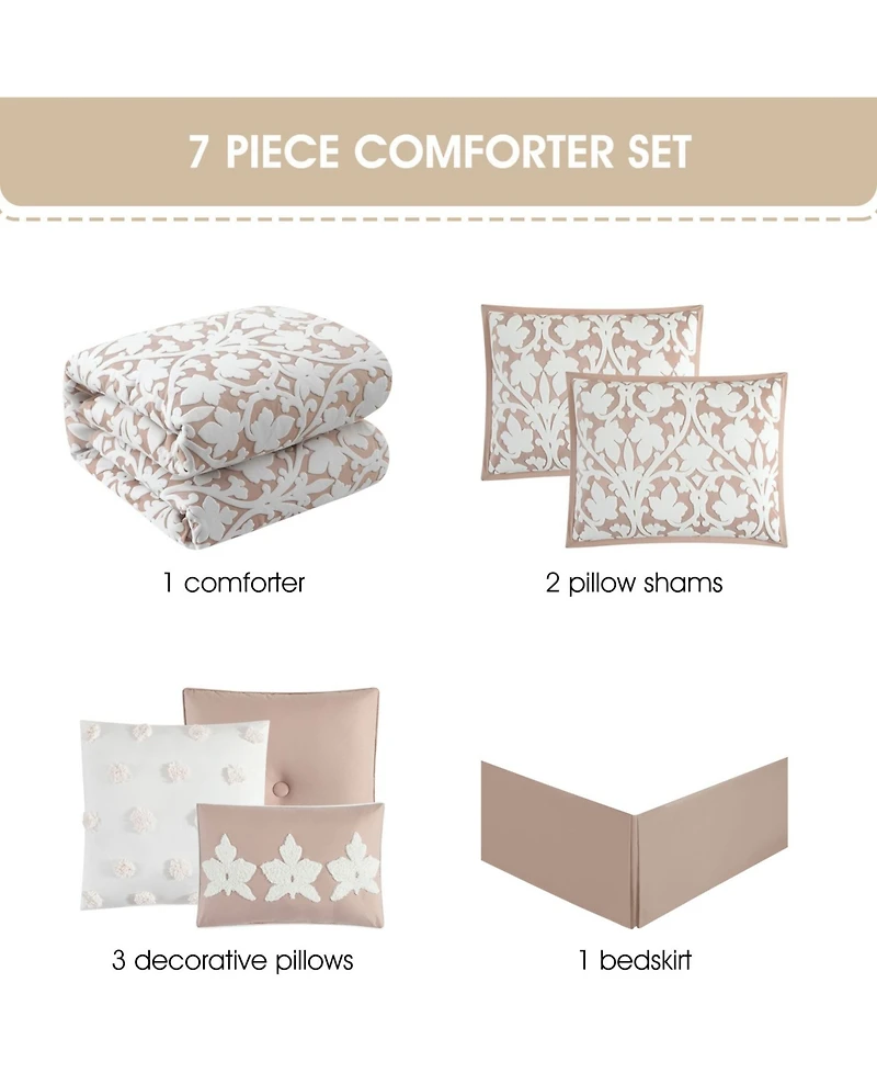 Stratford Park Adissa Floral 7-Pc. Comforter Set, Queen