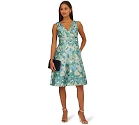Adrianna Papell Women's Floral Jacquard Midi Dress